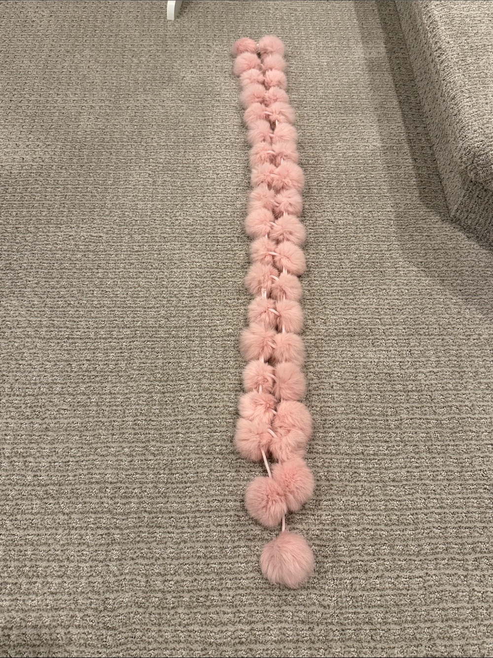 Pink Rabbit Fur Pom Pom Scarf - Picture 3 of 3